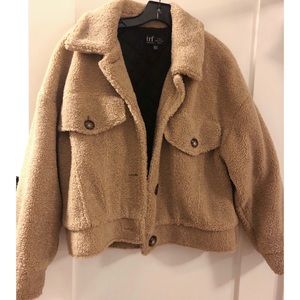 Zara Teddy Faux Shearling Cropped Jacket